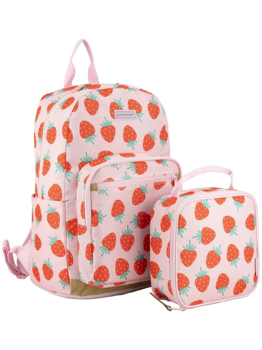 Kids Pink Strawberry Backpack & Lunch Bag Set W